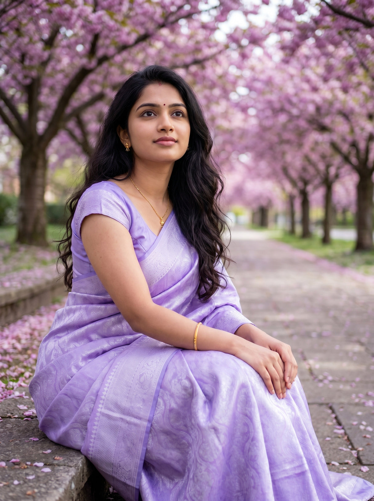 MIMOSA Violet Kanjivaram Art Silk Saree — pose 8 styling detail
