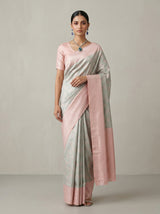 MIMOSA Grey Kanjivaram Art Silk Saree — Full View