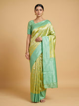 MIMOSA Olive Kanjivaram Art Silk Saree — Full View