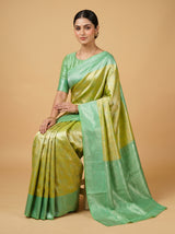MIMOSA Olive Kanjivaram Art Silk Saree — pose 8 styling detail