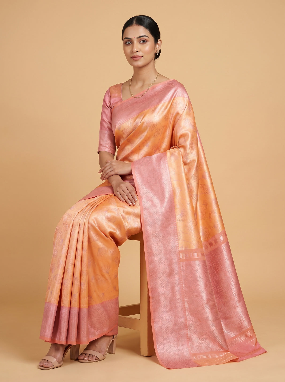 MIMOSA Peach Kanjivaram Art Silk Saree — pose 8 styling detail