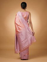 MIMOSA Pink Kanjivaram Art Silk Saree — Close-up of Face and Blouse