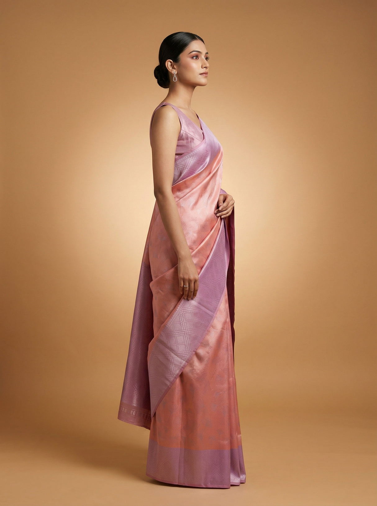 MIMOSA Pink Kanjivaram Art Silk Saree — Detail of Border and Pallu
