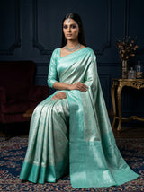 MIMOSA Rama Kanjivaram Art Silk Saree — Detail of Border and Pallu
