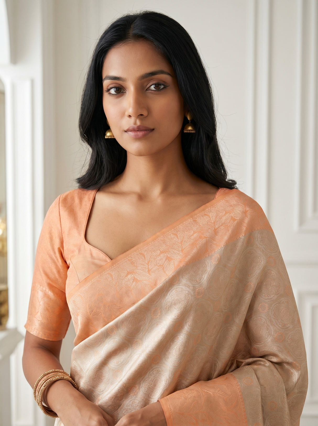 MIMOSA Chikoo Kanjivaram Art Silk Saree — pose 10 styling detail