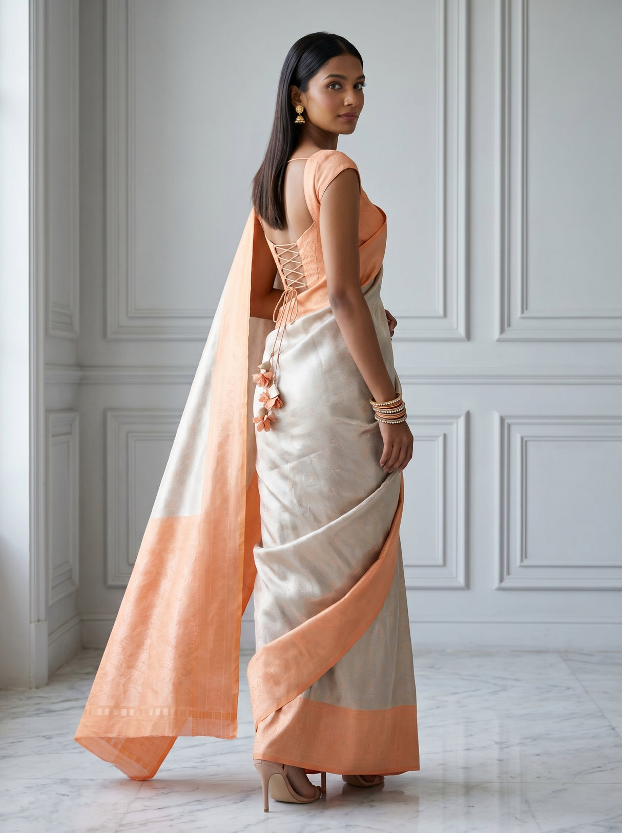 MIMOSA Chikoo Kanjivaram Art Silk Saree — pose 9 styling detail