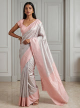 MIMOSA Grey Kanjivaram Art Silk Saree — pose 7 styling detail