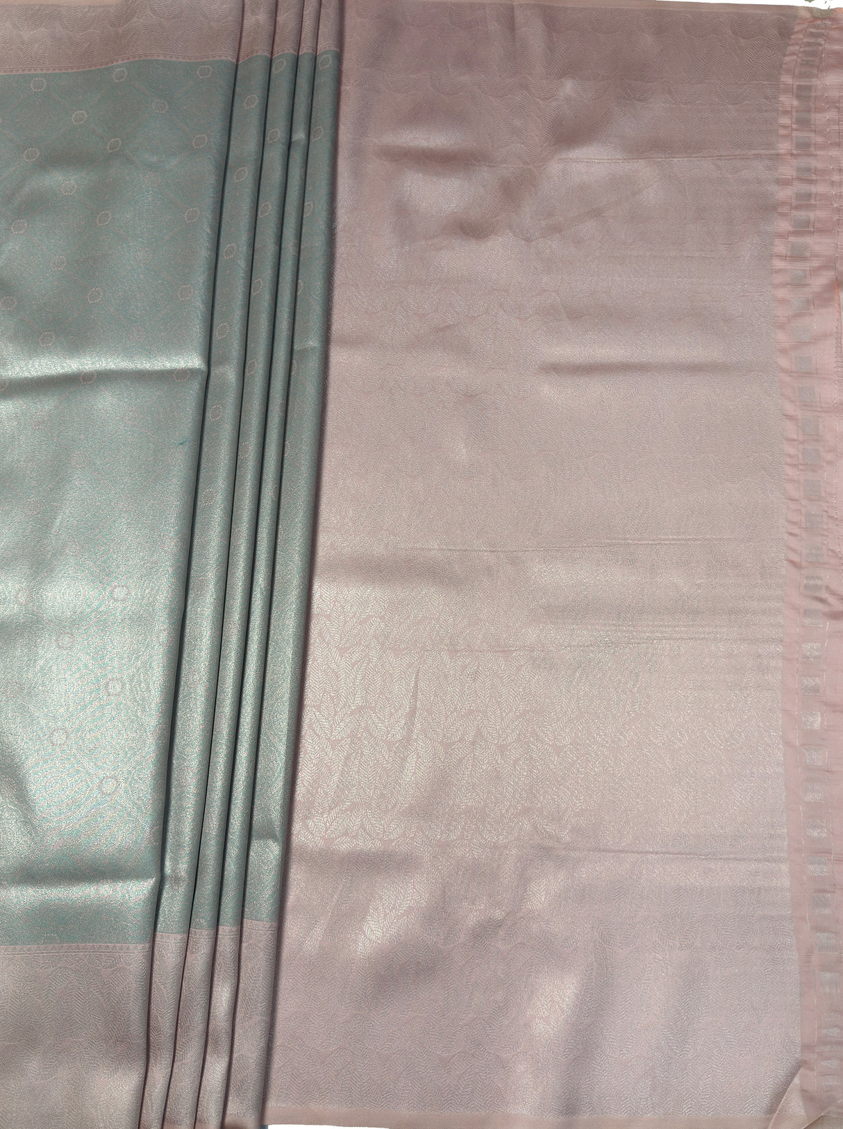 MIMOSA Grey Kanjivaram Art Silk Saree — pallu and zari work detail