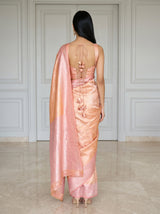 MIMOSA Peach Kanjivaram Art Silk Saree — pose 2 styling detail