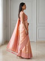 MIMOSA Peach Kanjivaram Art Silk Saree — pose 3 styling detail