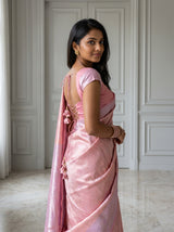 MIMOSA Pink Kanjivaram Art Silk Saree — pose 9 styling detail