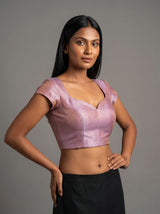 MIMOSA Pink Kanjivaram Art Silk Saree — blouse close-up