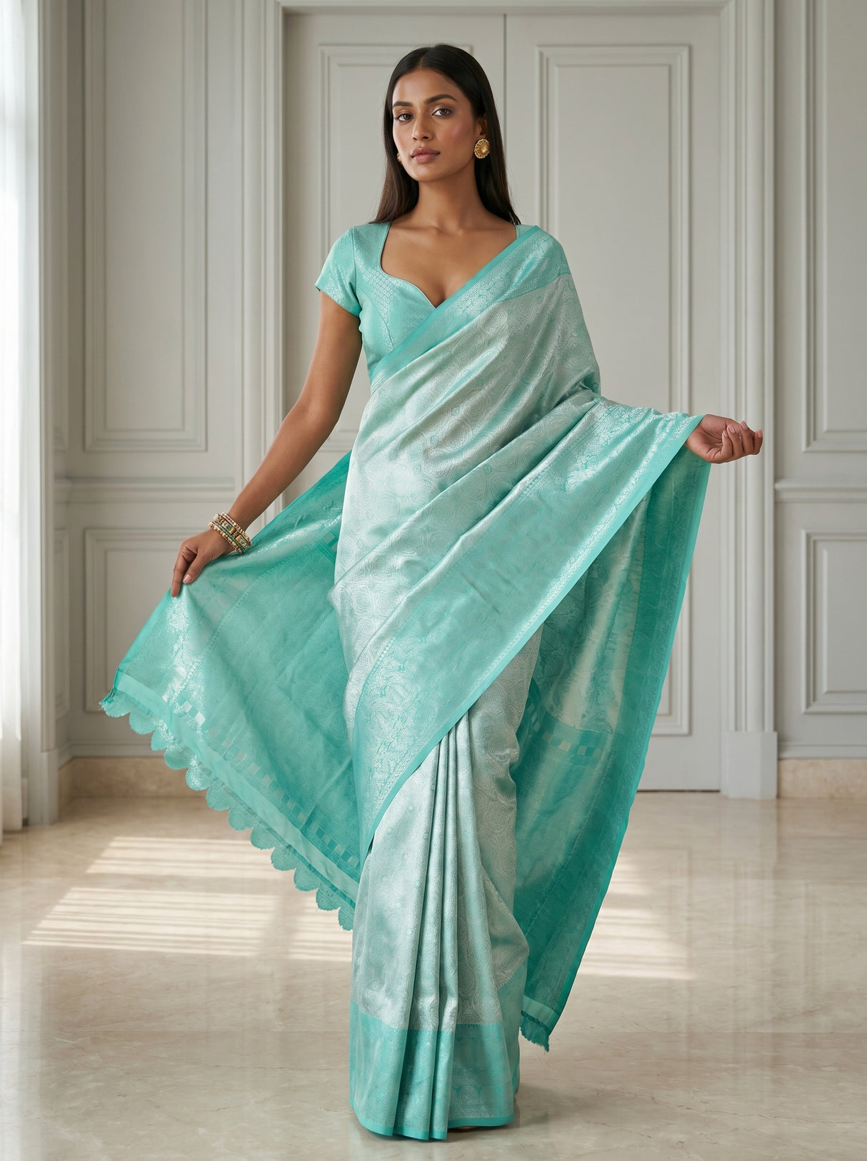 MIMOSA Rama Kanjivaram Art Silk Saree — pose 5 styling detail