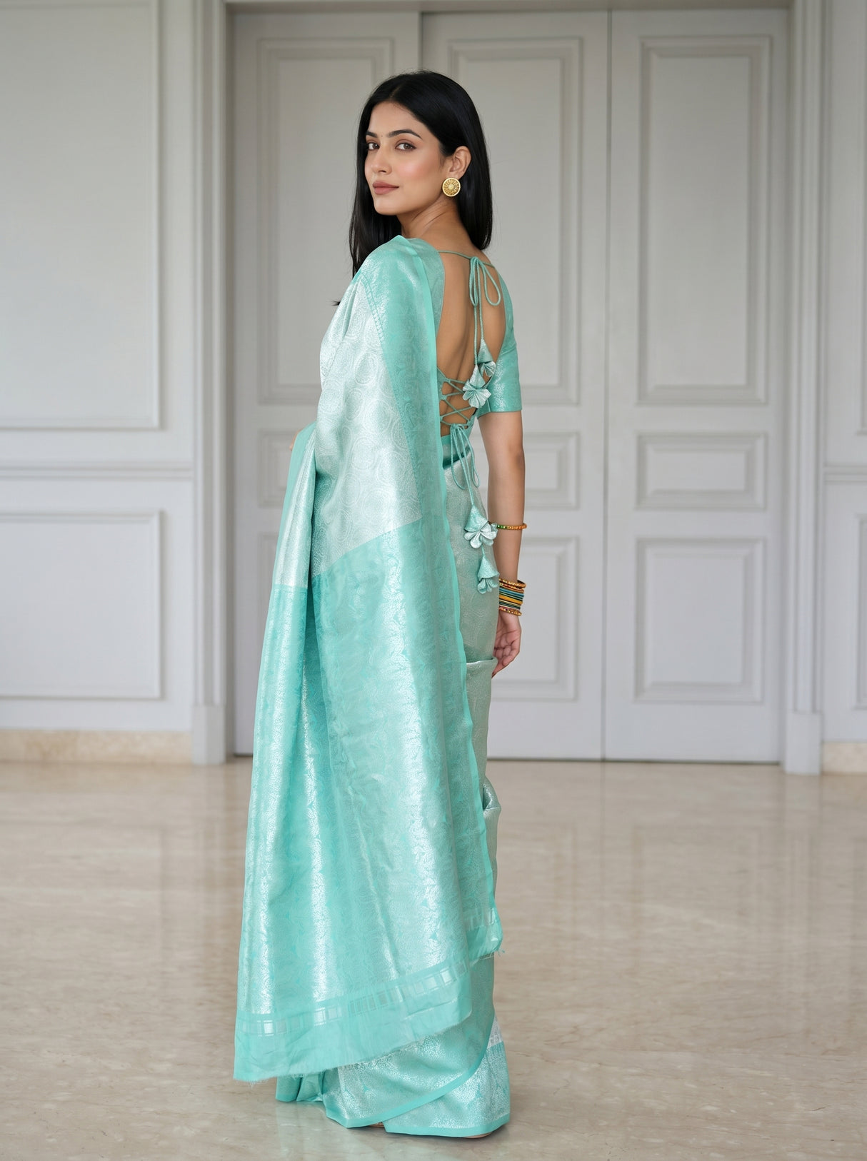 MIMOSA Rama Kanjivaram Art Silk Saree — pose 9 styling detail