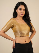 MIMOSA Olive Kanjivaram Art Silk Saree — blouse close-up