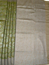 MIMOSA Olive Kanjivaram Art Silk Saree — pallu and zari work detail
