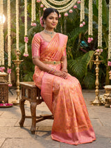 MIMOSA Peach Kanjivaram Art Silk Saree — pose 6 styling detail