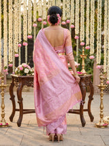 MIMOSA Pink Kanjivaram Art Silk Saree — Close-up of Pallu