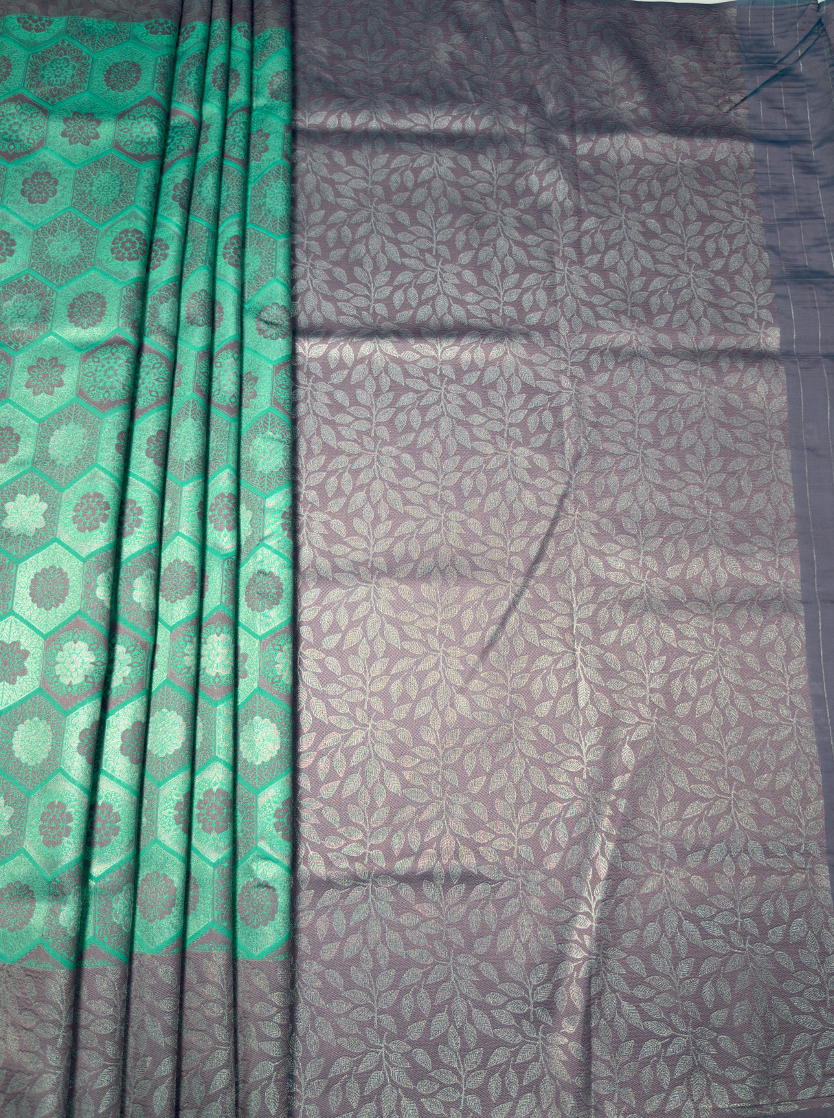 MIMOSA Rama Kanjivaram Art Silk Saree — pallu and zari work detail