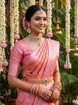 MIMOSA Strawberry Kanjivaram Art Silk Saree — pose 10 styling detail