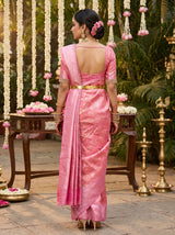 MIMOSA Strawberry Kanjivaram Art Silk Saree — Close-up of Pallu