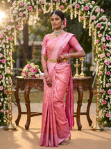 MIMOSA Strawberry Kanjivaram Art Silk Saree — pose 7 styling detail