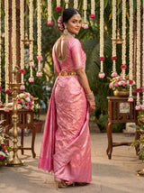 MIMOSA Strawberry Kanjivaram Art Silk Saree — pose 8 styling detail