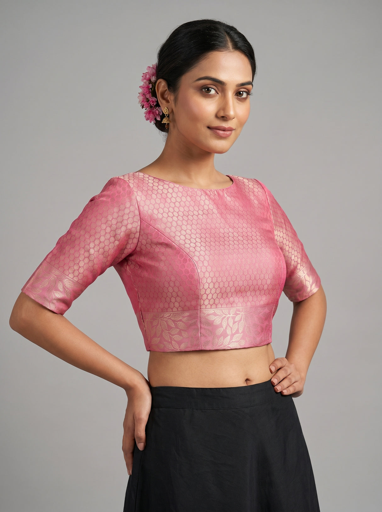 MIMOSA Strawberry Kanjivaram Art Silk Saree — blouse close-up