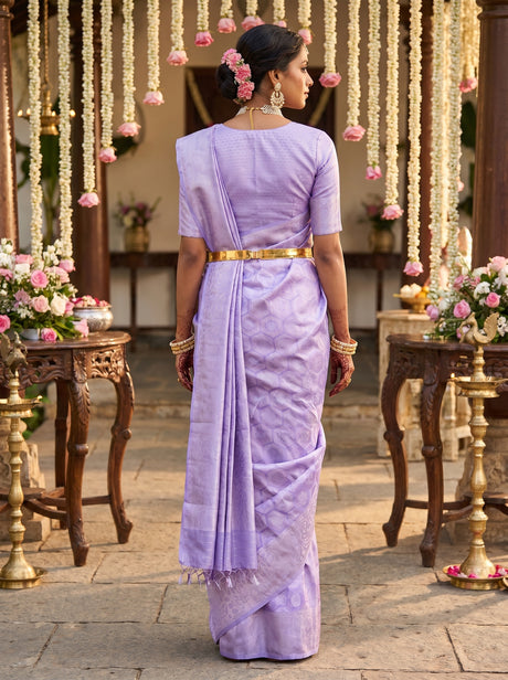 MIMOSA Violet Kanjivaram Art Silk Saree — Close-up of Pallu