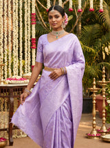 MIMOSA Violet Kanjivaram Art Silk Saree — pose 5 styling detail