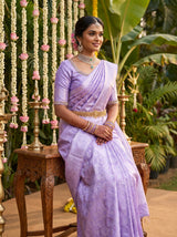 MIMOSA Violet Kanjivaram Art Silk Saree — pose 6 styling detail