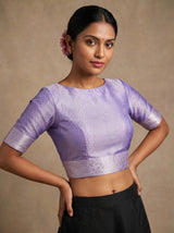 MIMOSA Violet Kanjivaram Art Silk Saree — blouse close-up