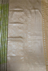MIMOSA Olive Kanjivaram Art Silk Saree — pallu and zari work detail