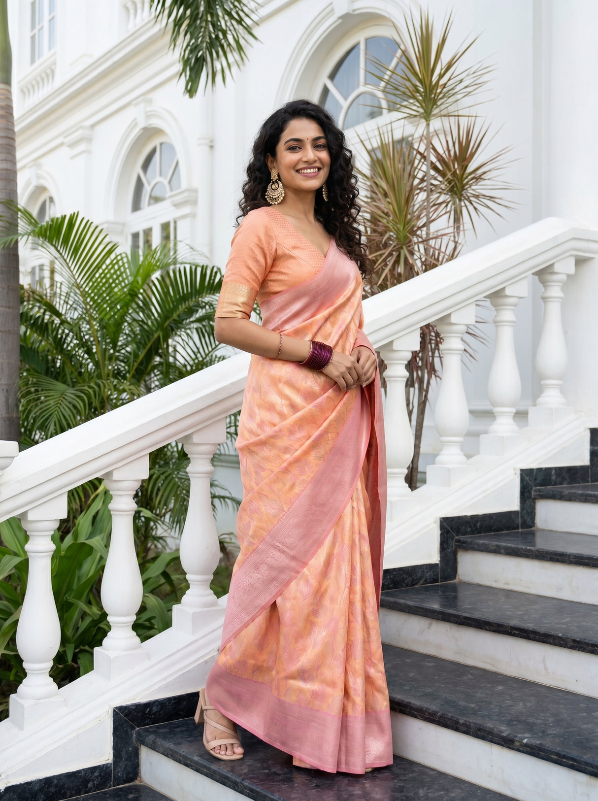 MIMOSA Peach Kanjivaram Art Silk Saree — pose 8 styling detail