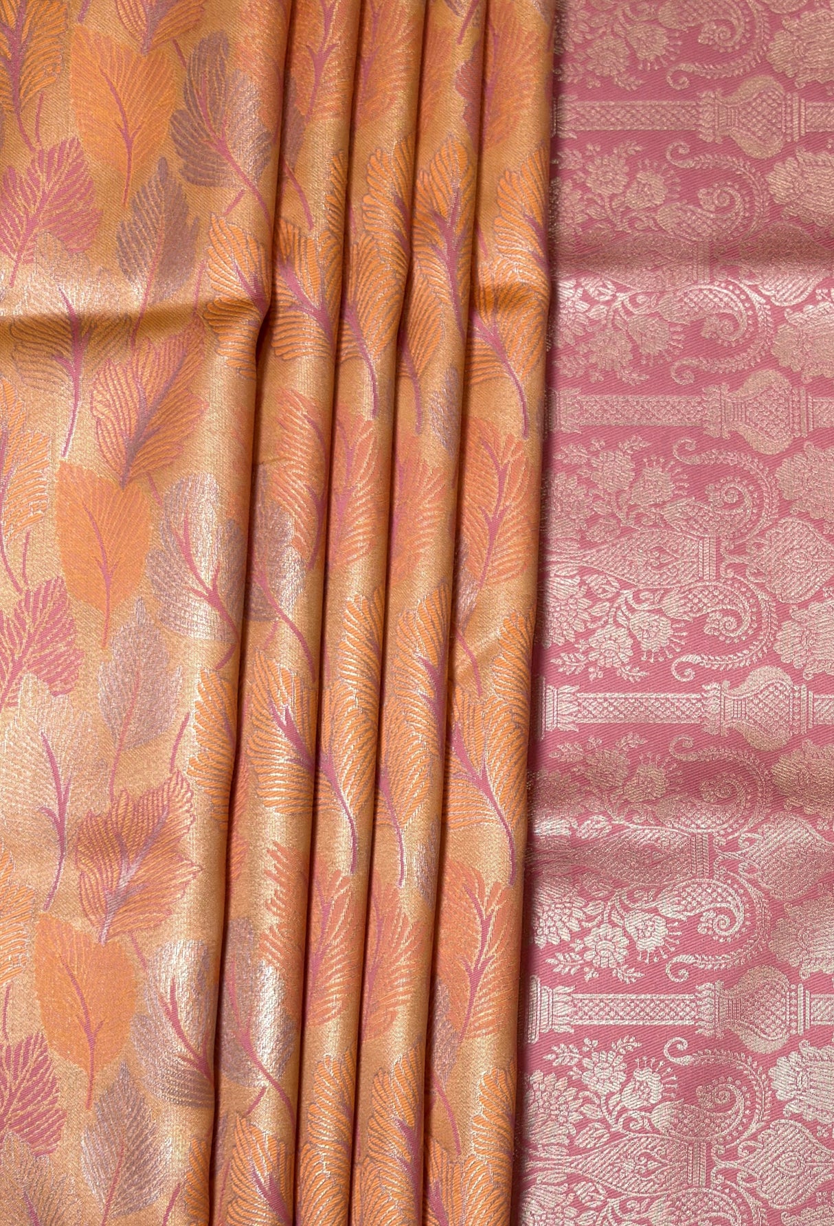 MIMOSA Peach Kanjivaram Art Silk Saree — fleets shot full lifestyle