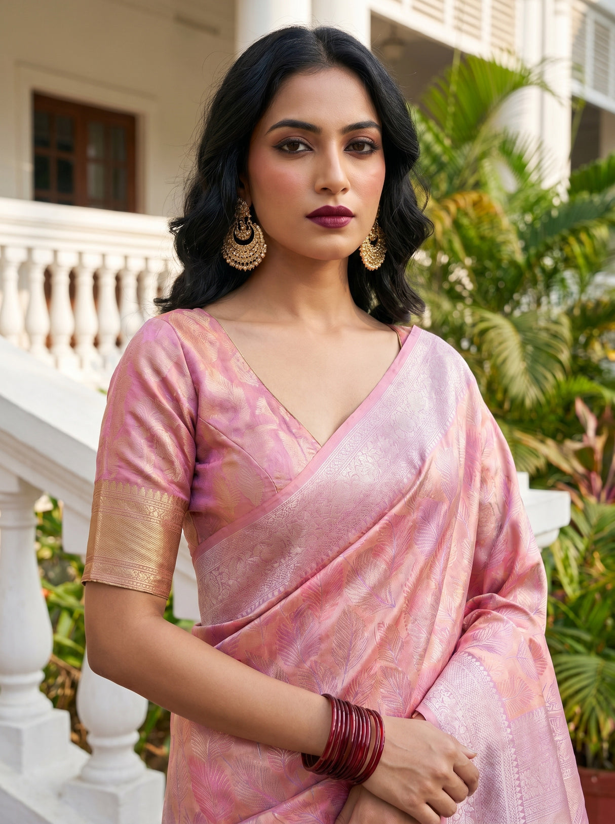 MIMOSA Pink Kanjivaram Art Silk Saree — Lower Body Showing Drape and Pleats