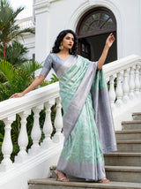 MIMOSA Rama Kanjivaram Art Silk Saree — Lower Body Showing Drape and Pleats