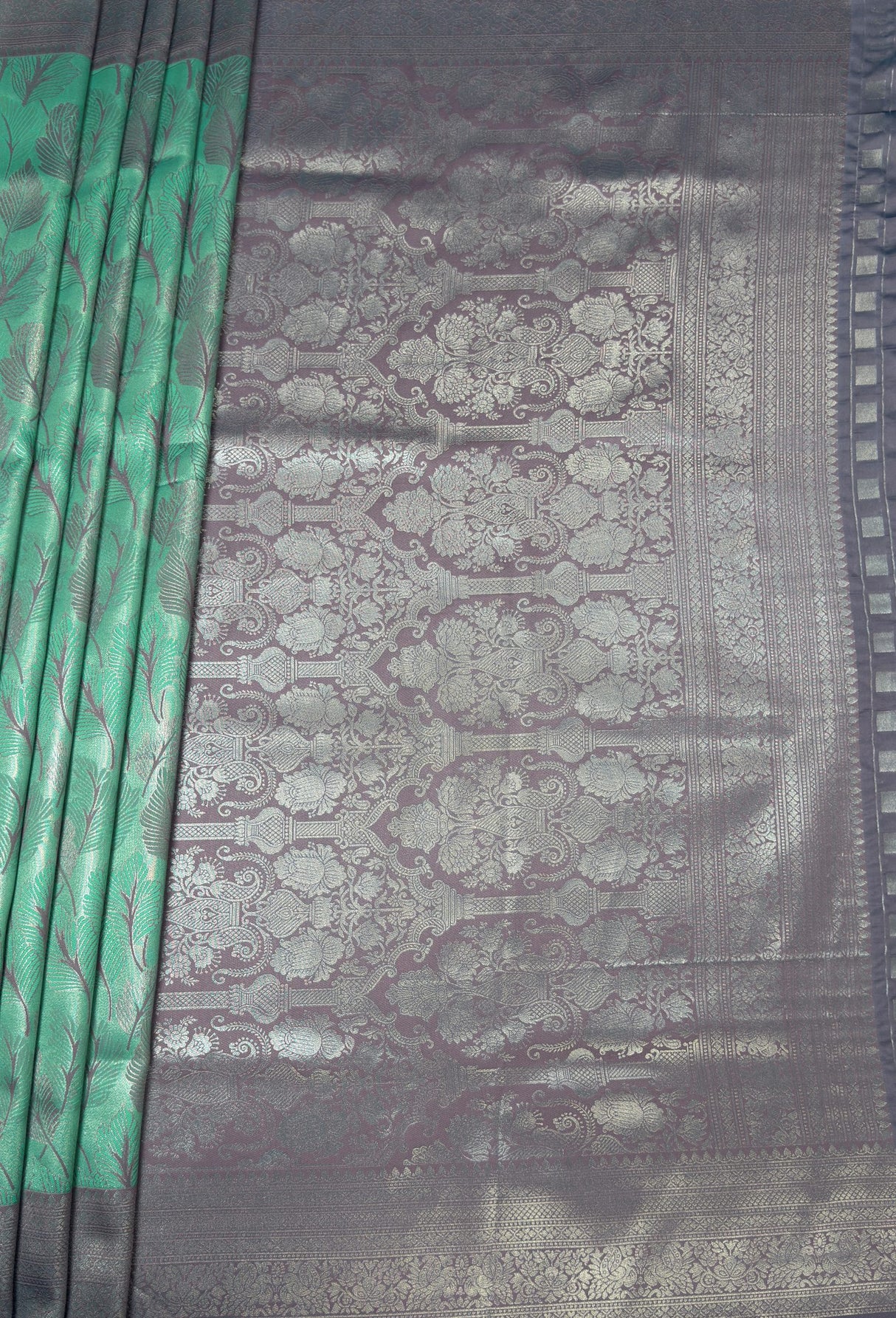 MIMOSA Rama Kanjivaram Art Silk Saree — pallu and zari work detail