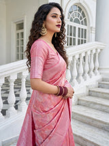 MIMOSA Strawberry Kanjivaram Art Silk Saree — Side View Showing Border Detail