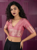 MIMOSA Strawberry Kanjivaram Art Silk Saree — blouse close-up