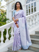 MIMOSA Violet Kanjivaram Art Silk Saree — Full View on Model
