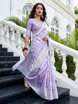 MIMOSA Violet Kanjivaram Art Silk Saree — Lower Body Showing Drape and Pleats