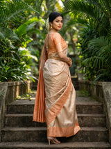 MIMOSA Chikoo Kanjivaram Art Silk Saree — pose 9 styling detail