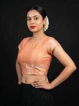 MIMOSA Chikoo Kanjivaram Art Silk Saree — blouse close-up