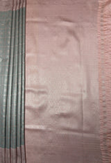 MIMOSA Grey Kanjivaram Art Silk Saree — pallu and zari work detail