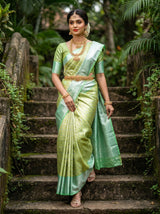 MIMOSA Olive Kanjivaram Art Silk Saree — Full View