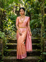 MIMOSA Peach Kanjivaram Art Silk Saree — Full View