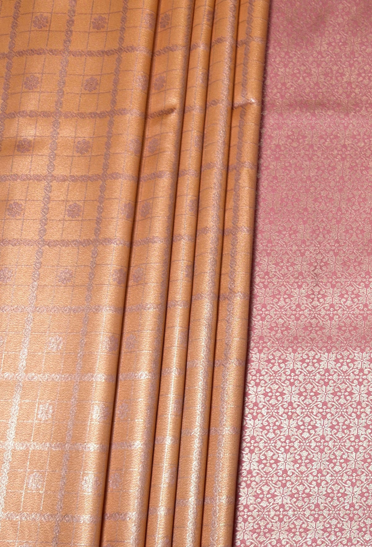 MIMOSA Peach Kanjivaram Art Silk Saree — fleets shot full lifestyle