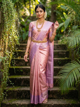 MIMOSA Pink Kanjivaram Art Silk Saree — Full View