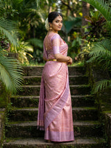 MIMOSA Pink Kanjivaram Art Silk Saree — Lower Body Drape Detail